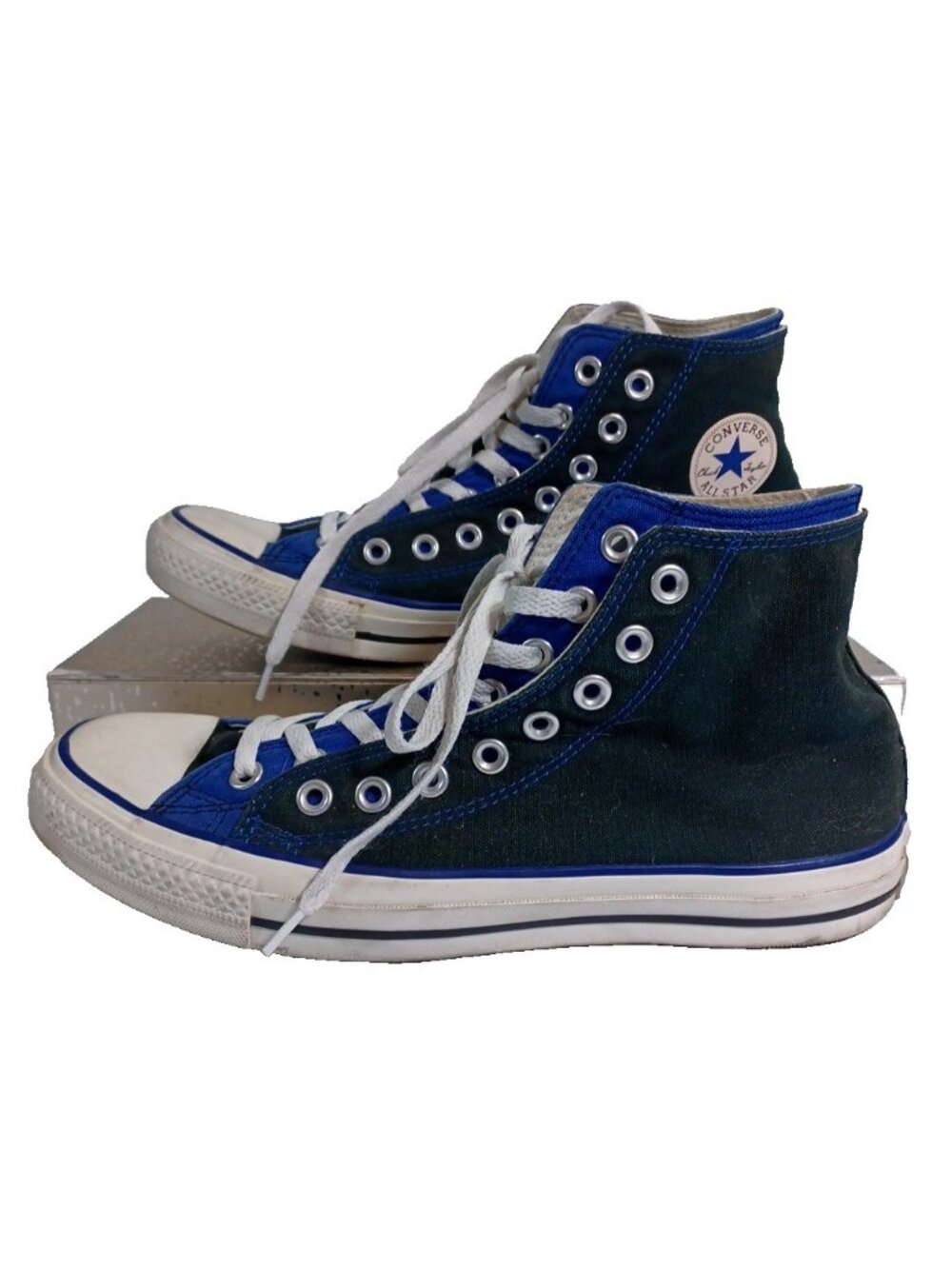 Chuck Taylor Converse Double Upper Hi Tops Black Blue 10 EU 44 - Picture 1 of 6